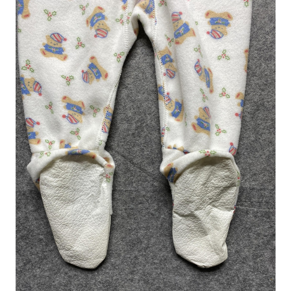 Vintage Gerber Footed Pajamas Toddler 18-24 Months White Fleece Zip Teddy Bear - Picture 10 of 10